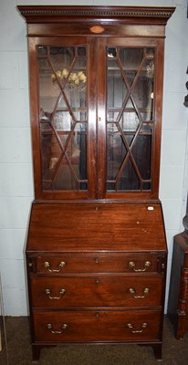 Lot 1390 - An Edwardian Mahogany Bureau Bookcase, 81cm by...