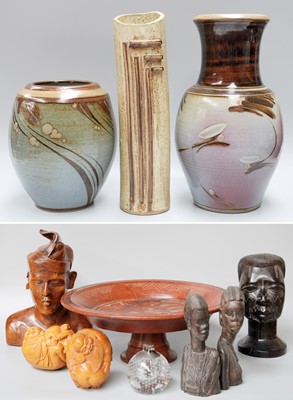 Lot 41 - Three Studio Pottery Stoneware Vases,...
