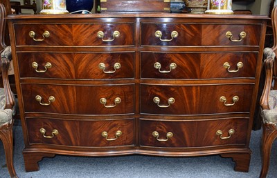 Lot 1353 - A Reproduction Mahogany Serpentine Chest, of...