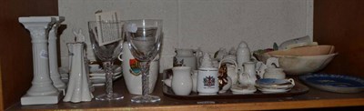 Lot 115 - Crested china, clay pipes, two Preston Guild goblets and decorative ceramics