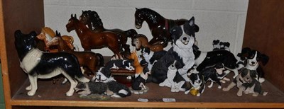 Lot 116 - A large collection of Border Collie and horse figures including Beswick, Border Fine Arts,...