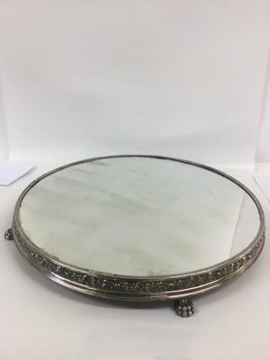 Lot 2057 - An Austrian Silver Plate Mirror-Plateau, Vase and Stand