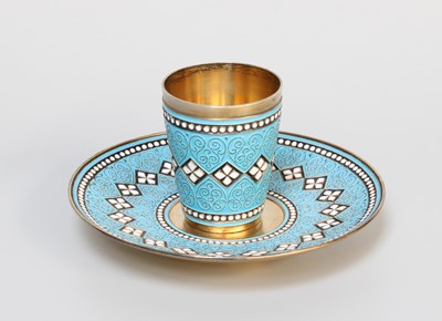 Lot 80 - A Norwegian Silver and Enamel Cup and Saucer,...