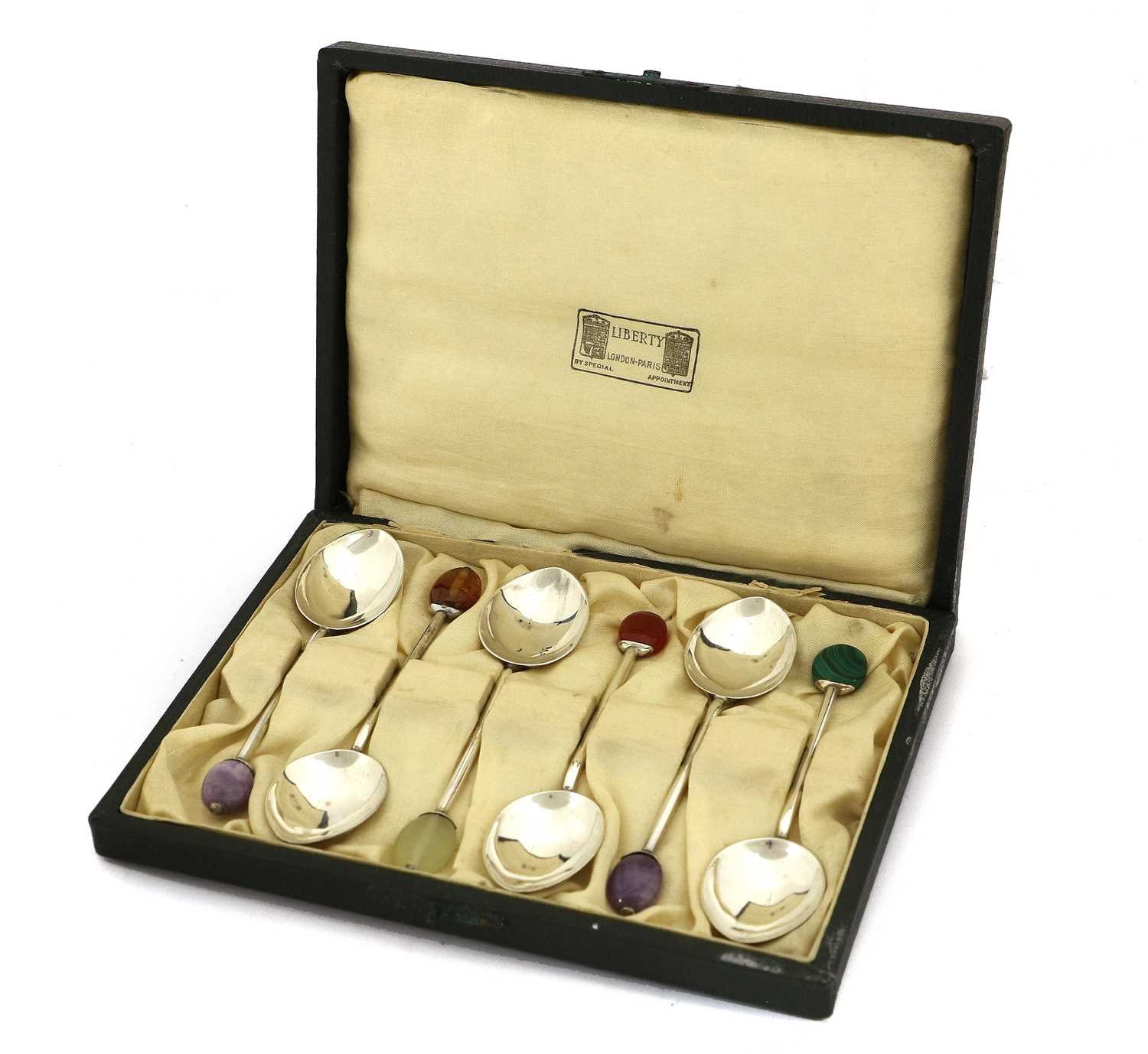 Lot 120 - A Set of Six Liberty & Co., Silver Coffee Bean...