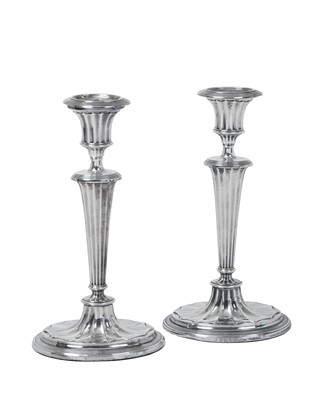 Lot 2098 - A Pair of George V Silver Candlesticks