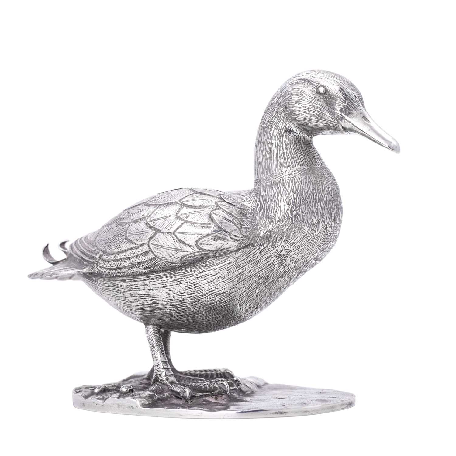 Lot An Elizabeth II Silver Model of a Duck