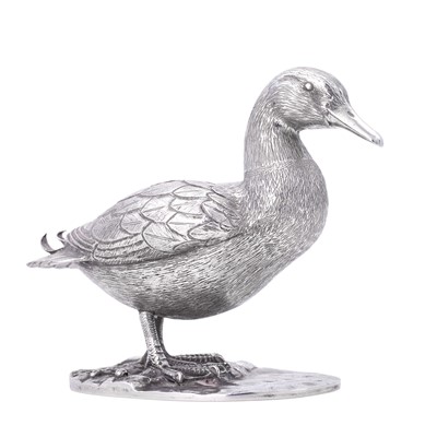 Lot An Elizabeth II Silver Model of a Duck
