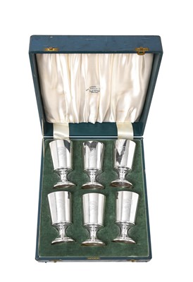 Lot 133 - A Cased Set of Six Elizabeth II Silver Goblets