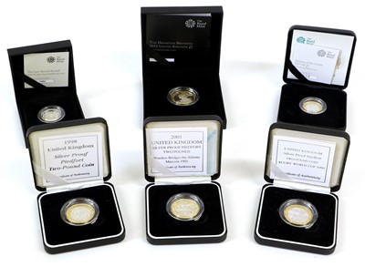 Lot 401 - 6x Royal Mint Silver Proof Piedfort Coins,...