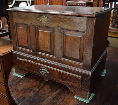 Lot 1412 - An 18th Century Joint Oak Box Stool, with...