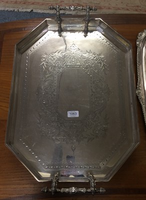 Lot 1063 - A Silver Plated Twin Handled Tray, with...