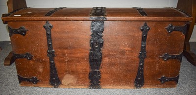 Lot 1328 - A 19th Century Metal Bound Dome Topped Oak...