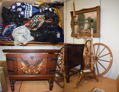 Lot 1236 - A 19th Century Yew Wood Spinning Wheel, 120cm...