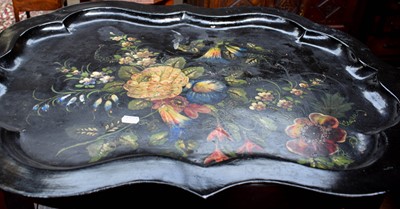 Lot 1530 - A Reproduction Tole Ware Tray, painted with a...