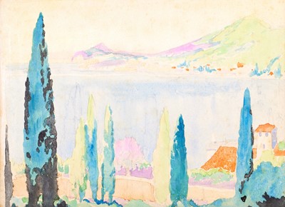 Lot 1151 - Circle of Paul Signac Mediterranean lake with...