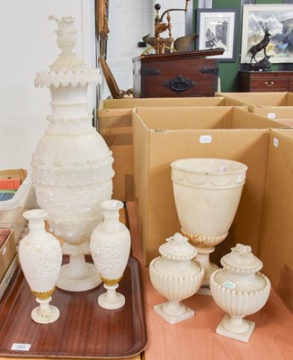 Lot 183 - 19th Century and Later Alabaster Items,...