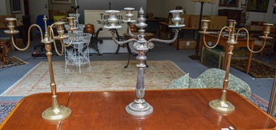 Lot 1357 - An 19th Century Three Branch Candelabra, cast...