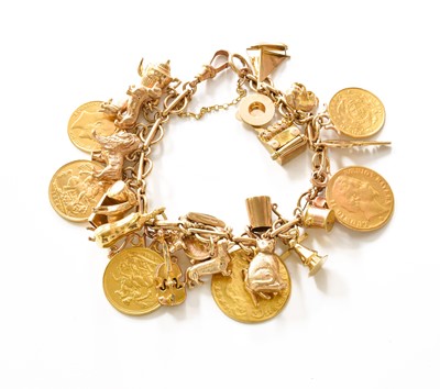 Lot 347 - A Fancy Link Bracelet, stamped '9CT',...