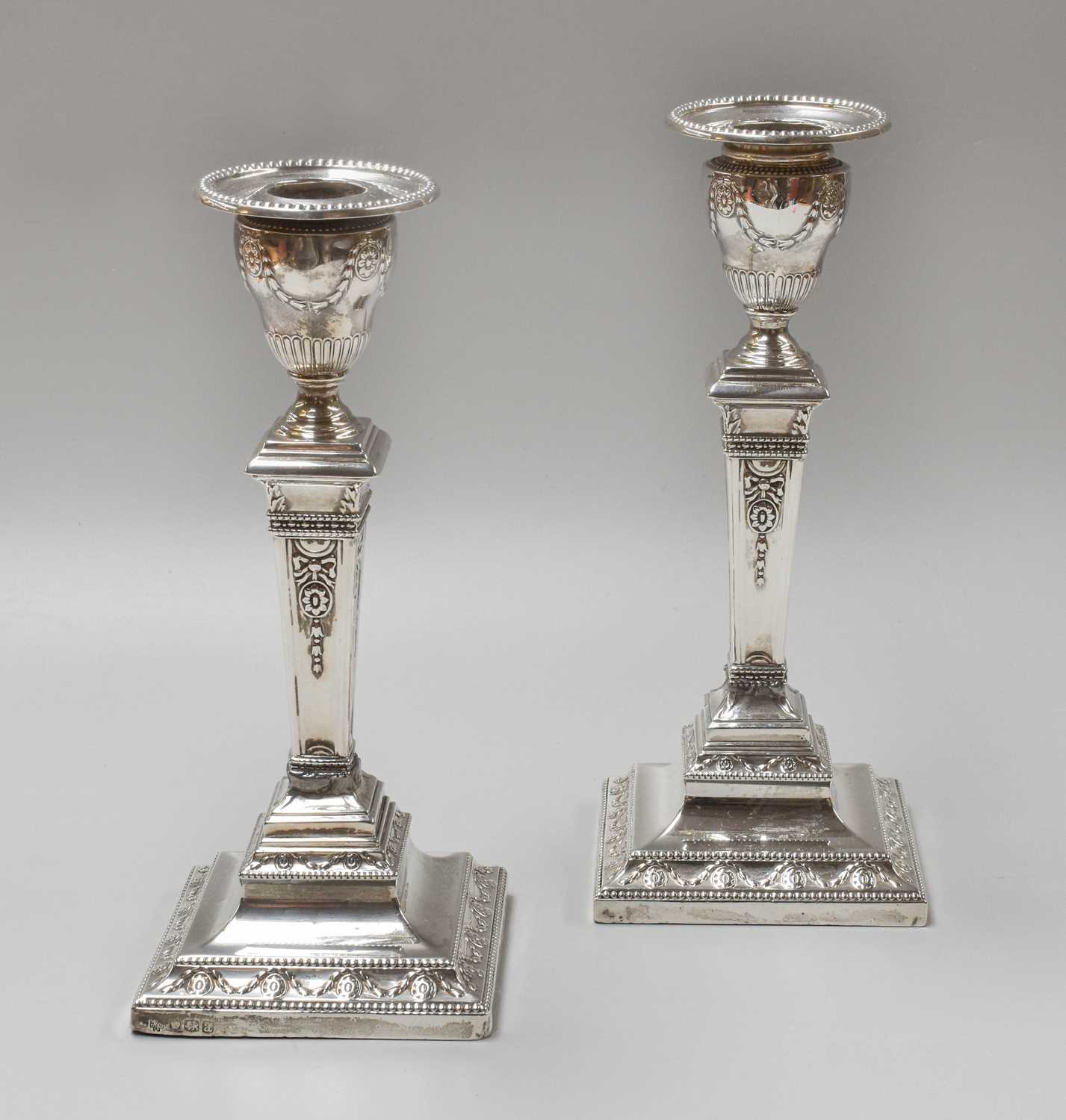 Lot 26 - A Pair of George V Silver Candlesticks, by...