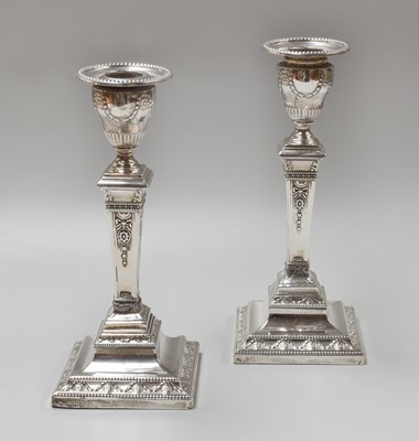 Lot 26 - A Pair of George V Silver Candlesticks,...