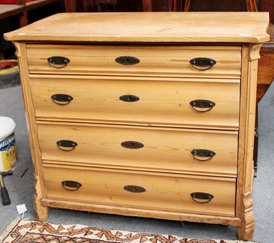 Lot 1249 - A Pine Four Height Chest of Drawers, straight...