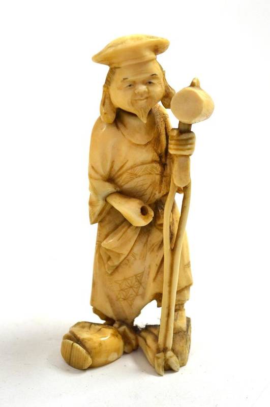 Lot 150 - A Japanese ivory okimono, Meiji period (with damages)