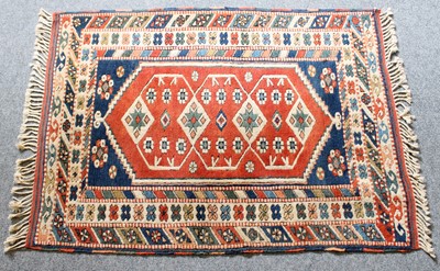 Lot 1273 - Modern Anatolian Rug, the terracotta stepped...