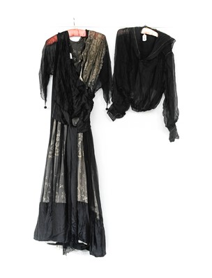 Lot 2135 - Edwardian Black Silk Chiffon and Lace Dress...
