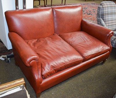 Lot 1456 - A Modern Mahogany Framed Red Leather Two...