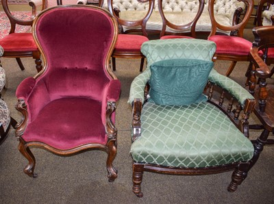 Lot 1445 - A Victorian Nursing Chair, with a carved frame;...