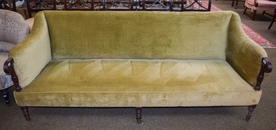 Lot 1448 - A Victorian Mahogany Framed Sofa, on turned...