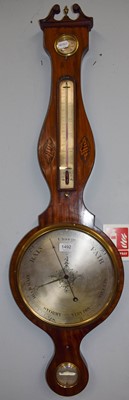 Lot 1492 - A George III Mahogany Wheel Barometer, 10"...