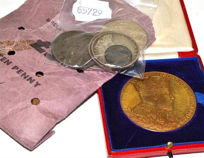 Lot 155 - Edward VII commemorative medal and coins