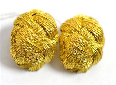 Lot 159 - A pair of clip-on earrings, stamped ''750'