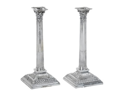 Lot 2017 - A Pair of George III Silver Candlesticks