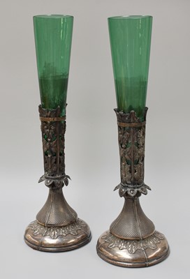 Lot 5 - A Pair of Swedish Silver-Mounted Green Glass...