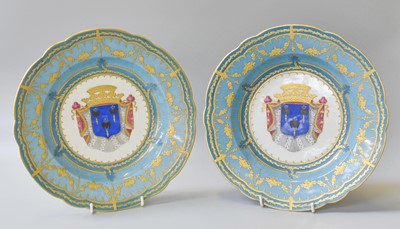 Lot 300 - A Pair of Sèvres Style Porcelain Plates, 20th...