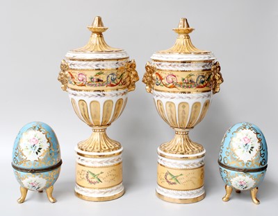Lot 109 - A Pair of Sèvres Style Porcelain Pedestal Urns...