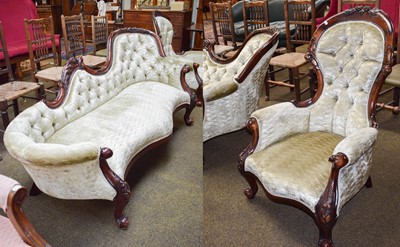 Lot 1442 - A Reproduction Mahogany Chaise Longue, and a...