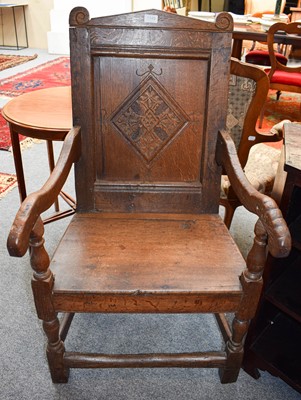 Lot 1349 - A Late 17th century Oak Wainscot Chair...