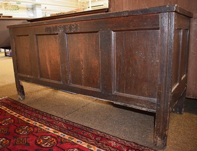 Lot 1432 - A 17th Century Oak Four Panelled Coffer,...