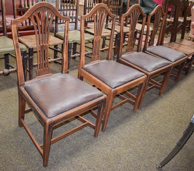 Lot 1453 - Four Georgian Ash and Elm Country Dining Chairs