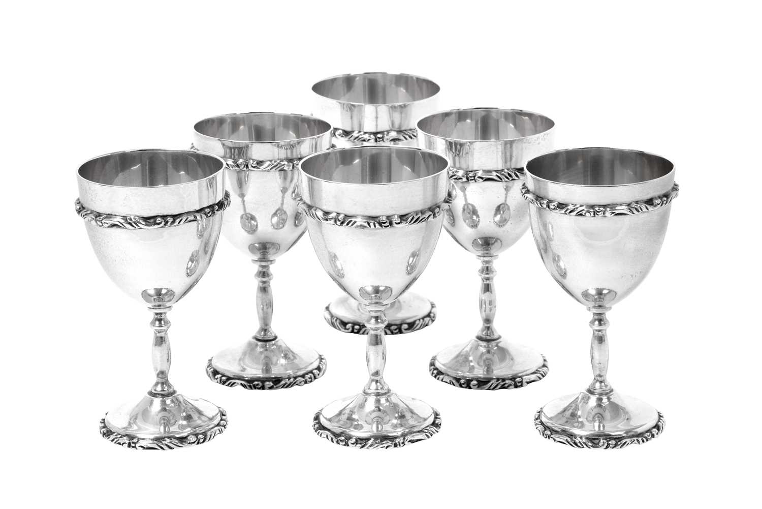 Lot 2267 - A Set of Six Mexican Silver Goblets