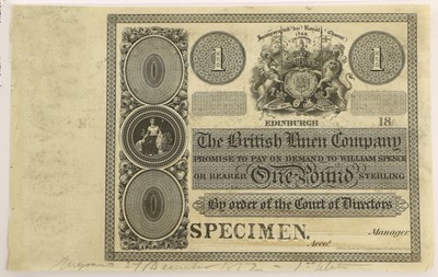 Lot 442 - Scotland, British Linen Company, £1 Specimen...