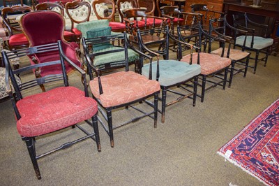 Lot 1447 - A Set of Six Arts and Crafts Sussex Armchairs,...