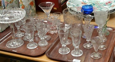Lot 172 - Two trays of assorted 19th and 20th century drinking glasses including assorted rummers, etc