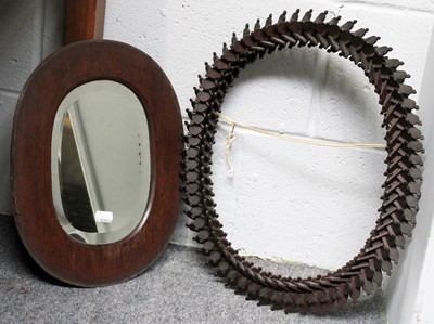 Lot 268 - A Tramp Art Mirror and Picture Frame (2)