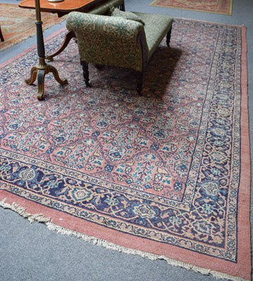 Lot 1262 - A Mahal Carpet, the pale raspberry diamond...