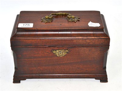 Lot 175 - A George III mahogany tea caddy with three pewter canisters to the fitted interior