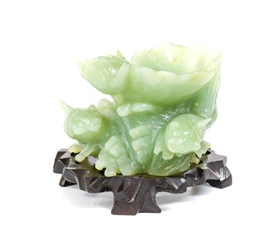 Lot 235 - A Jade-Type Brush Washer, as a water lily, pad...